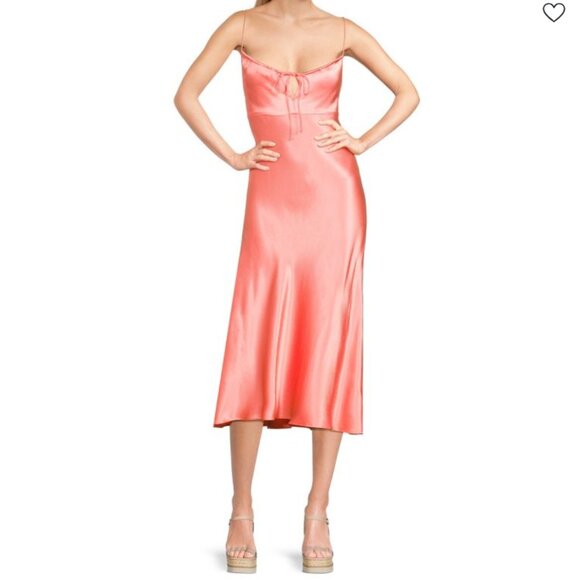 Rails Dresses & Skirts - Rails Laramie Satin Midi Slip Dress in Coral NWT